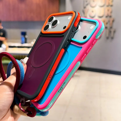 【ハンドストラップ付き】バイカラー マグネット内蔵 iPhoneケース（全5色） カジュアル・スポーティー PCA #261181