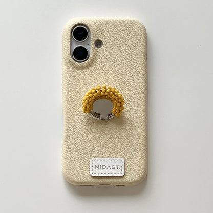 【レザー調】カラー ビーズ リング スタンド付き スマホケース｜iPhone対応 #250421