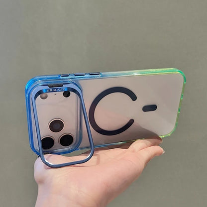 【グラデーションフレーム】 ワンタッチスタンド クリア スマホケース｜iPhone対応 #240902