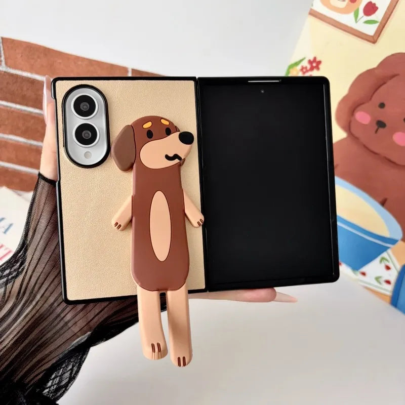 【Galaxy ８ Fold Ultra用】立体アニマル ベア スタンド付き スマホケース（耐衝撃 / 折りたたみ対応）＃261079