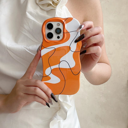 【モノトーンシリーズ】個性派アートライン モダンモノクロデザイン スマホケース｜iPhone対応 #251018