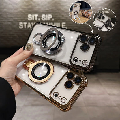 【クリアシリーズ】折りたたみ マグネットリングスタンド付き 高透明デザイン クリア スマホケース｜iPhone対応 #251126