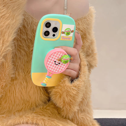 【スポーツシリーズ】立体ラケット＆キャラクター かわいい3Dスポーツデザイン スマホケース｜iPhone対応 #251009