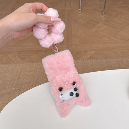 【キャットファーポンポン】ねこ耳 × ふわもこファー スマホケース｜iPhone対応 #250109