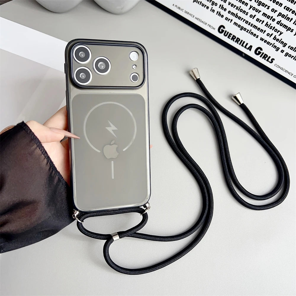 ロングストラップ付き クリア iPhoneケース｜Magnet内蔵・シンプル・ショルダー対応 #230730