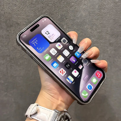 【アルミ調デザイン】メタル スーツケースデザイン 耐衝撃 スマホケース｜iPhone対応 #250414