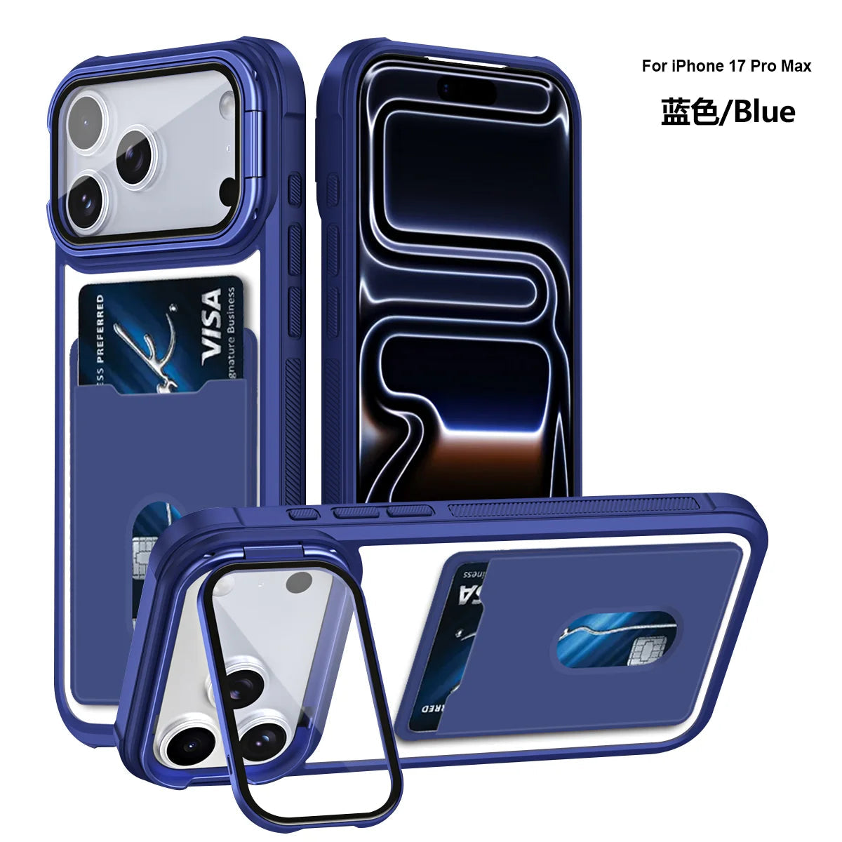 カード収納付き カメラ保護スタンド iPhoneケース｜耐衝撃フレーム #240328