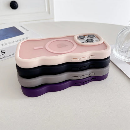 【ウェーブフレーム】くびれシルエット×マグネット対応 半透明 スマホケース｜iPhone対応 #250318