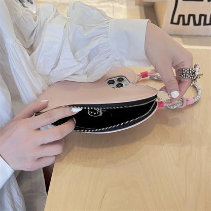 【ハートシリーズ】シンプル可愛いレザー調 大きなハートデザイン スマホケース｜iPhone対応 #251011