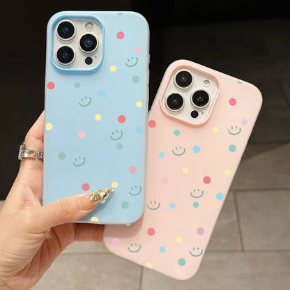 【ニコちゃんシリーズ】カラフル ポルカドット 水玉 スマイル iPhoneケース #260301