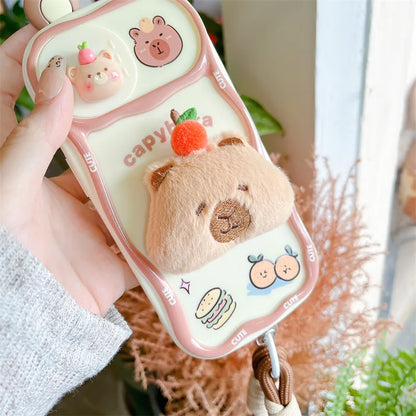 【アニマルぬいぐるみシリーズ】 カピバラ 立体ふわもこケース｜iPhone対応 #240907