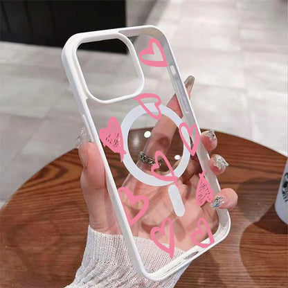 ハートドローイング クリア iPhoneケース｜Magnet内蔵 ソフトTPU #240222