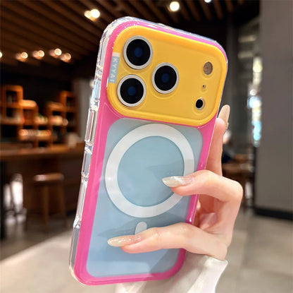 キャンディカラー バイカラーフレーム Magnet内蔵 クリア iPhoneケース｜ポップ・爽やか #260059