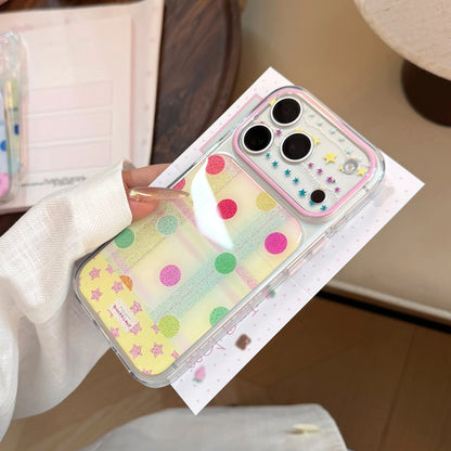 カラフルドット柄 クリア グリップ付き iPhoneケース｜ポップ・ガーリー #260098