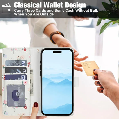【ブックスタイル】花柄 フラワーキルティング ストラップ付き 手帳型 iPhoneケース｜カード収納 ショルダー対応 #240110