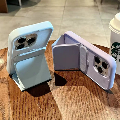 シンプル iPhoneケース｜折りたたみスタンド付き・パステルカラー #240529