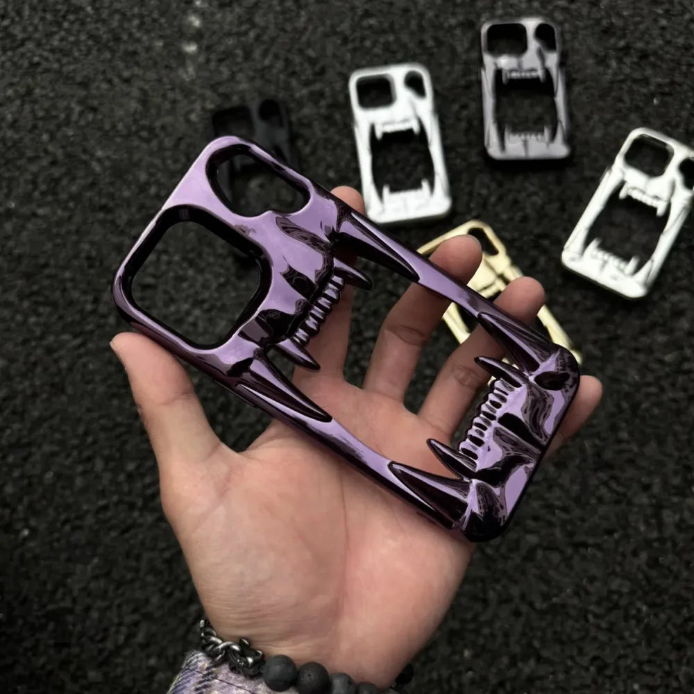 【メタリックファング】立体キバ × ミラーメタル スマホケース｜iPhone対応 #240812