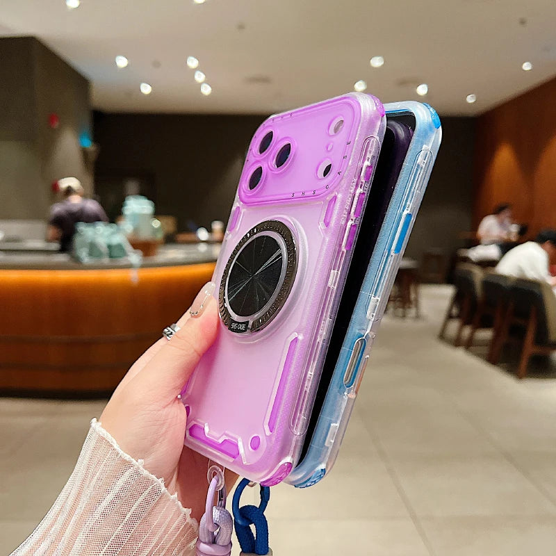 【リングスタンドシリーズ】マグネット対応 ストラップ付き 半透明 クリアスマホケース｜iPhone対応 #251214