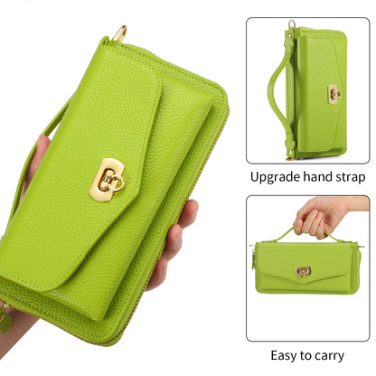 【ウォレットスタイル】財布一体型 分離式レザー調 ブックスタイル 手帳型 iPhoneケース｜ラウンドファスナー・ショルダー対応 #240204