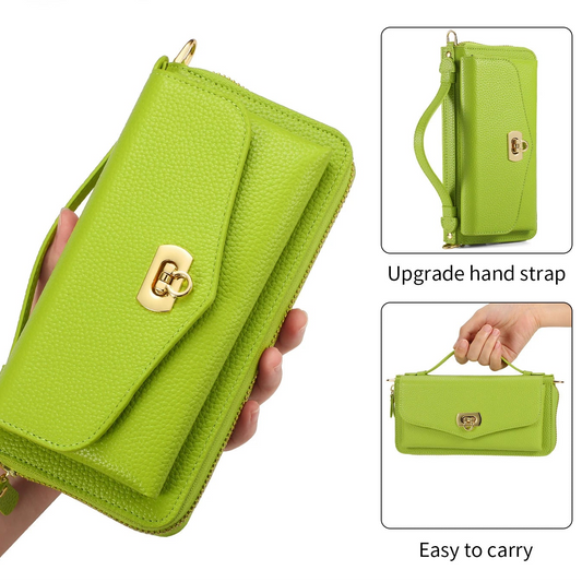 【ウォレットスタイル】財布一体型 分離式レザー調 ブックスタイル 手帳型 iPhoneケース｜ラウンドファスナー・ショルダー対応 #240204