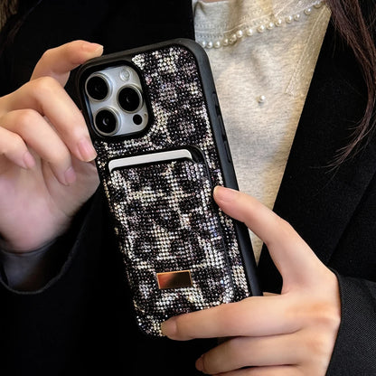 【アニマルシリーズ】キラキラビジュー レオパード ヒョウ柄 スマホケース｜iPhone対応 #250906