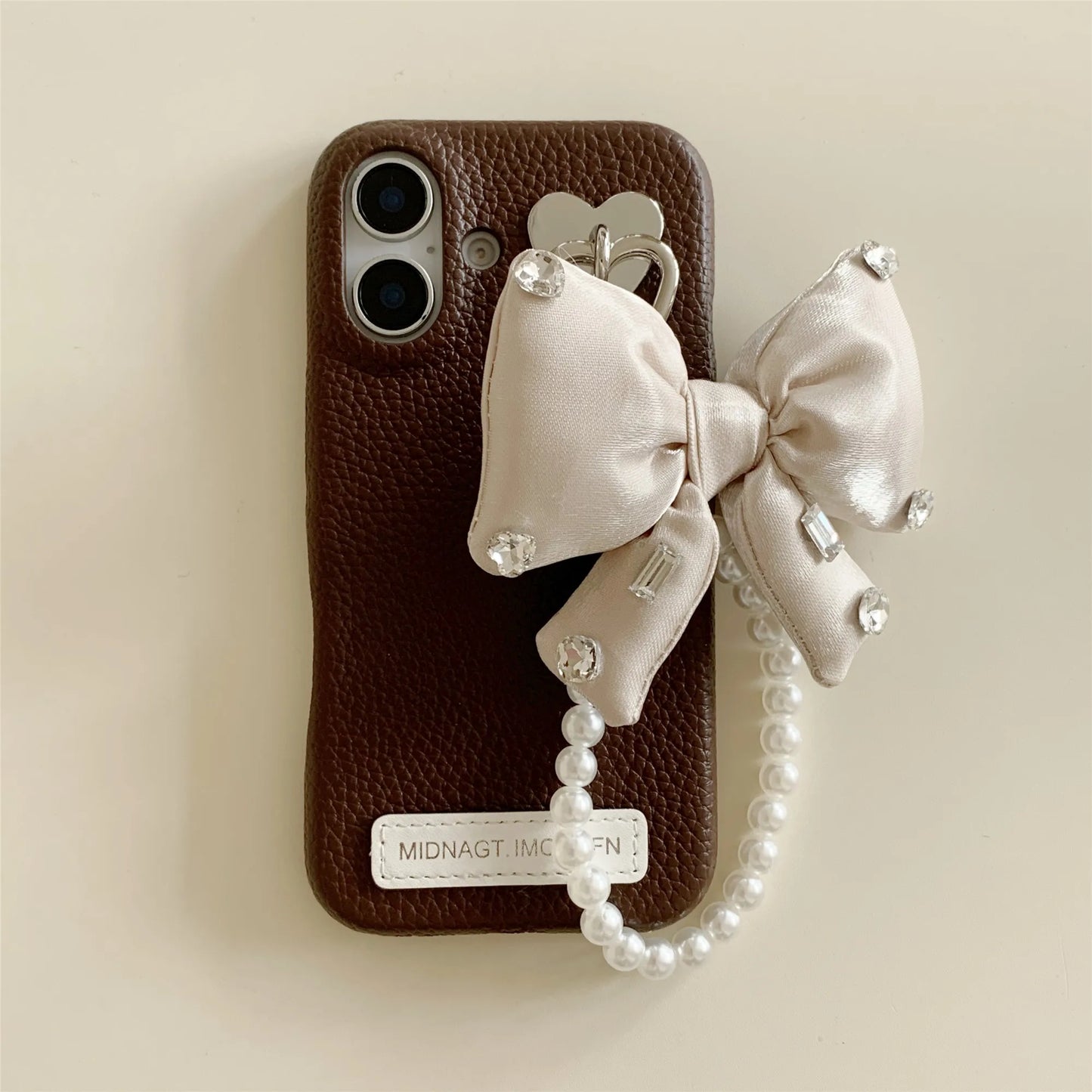 【パールビッグリボン】リボンモチーフ×パールチェーン スマホケース｜iPhone対応 #240802