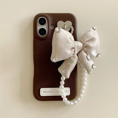 【パールビッグリボン】リボンモチーフ×パールチェーン スマホケース｜iPhone対応 #240802