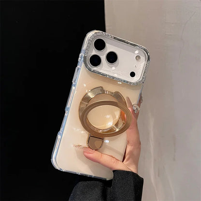 【耐衝撃 クリアケース】折りたたみマグネットリングスタンド機能付き スマホケース おしゃれ シンプル 透明 TPU バンパー カバー｜iPhone対応 #251223