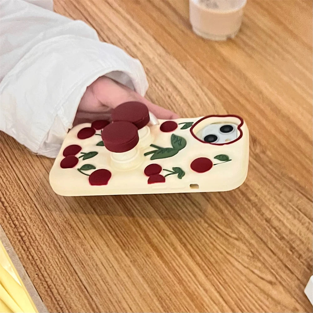 【フルーツシリーズ】立体さくらんぼデザイン Cherry かわいい3Dスマホケース｜iPhone対応 #250928