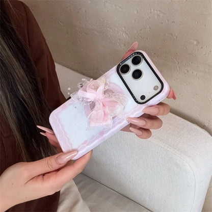 【Magnet内蔵】LACE RIBBON レース×ふわリボン スマホケース｜iPhone対応 #240928