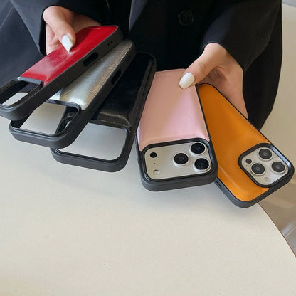 【メタリックレザー】高見えレザー風デザイン スマホケース｜iPhone対応 #250110