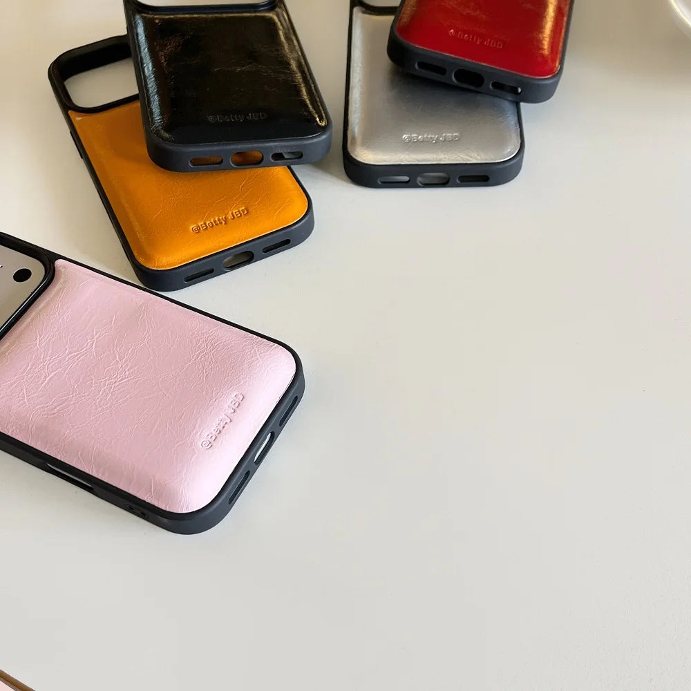 【メタリックレザー】高見えレザー風デザイン スマホケース｜iPhone対応 #250110