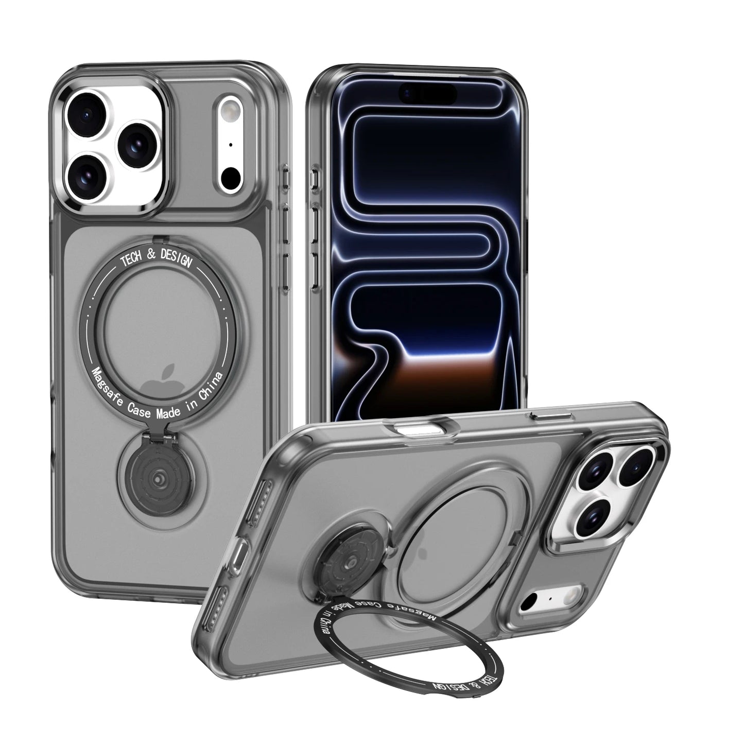 360°回転リングスタンド Magnet内蔵 クリア iPhoneケース｜ニュアンスカラー・シンプル #260051