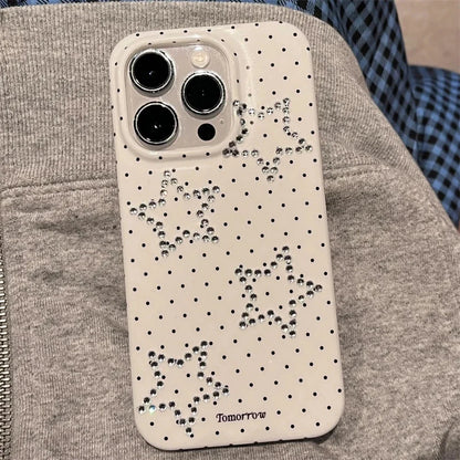 【スタードット】ラインストーンスター × ドットデザイン スマホケース｜iPhone対応 #250703