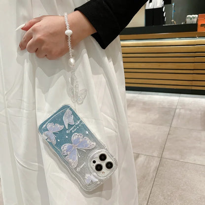 グリッター バタフライ クリア iPhoneケース｜ラメ入り・ソフトTPU #240227
