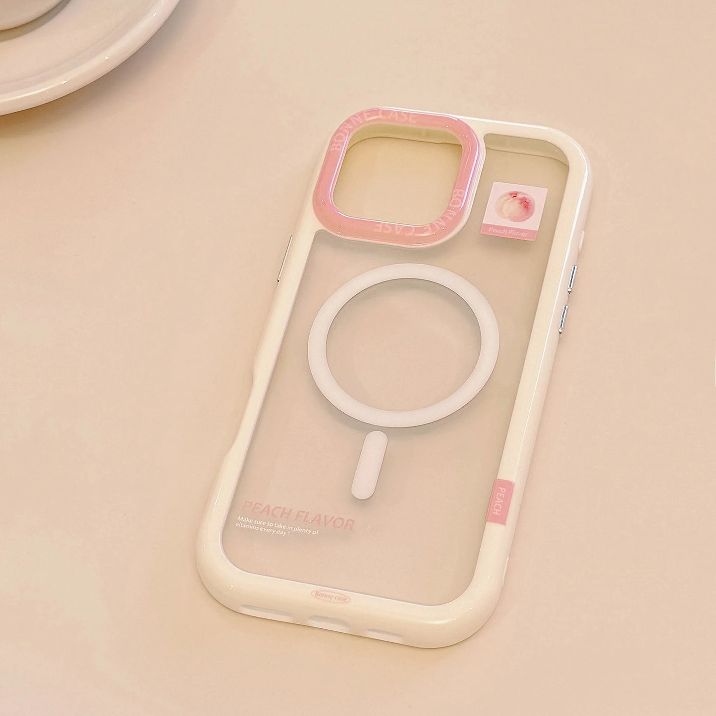ピーチグリップ 桃 クリア Magnet内蔵 iPhoneケース #240503