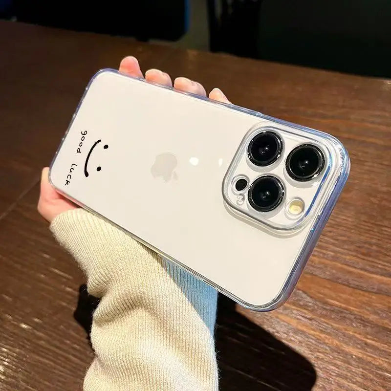【ニコちゃんシリーズ】goodluck シンプルメッセージ ニコちゃん クリア iPhoneケース #260303