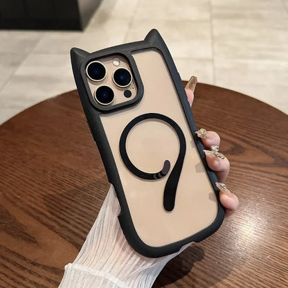 【猫耳シリーズ】Magnet内蔵 しっぽデザイン カラーフレーム iPhoneケース #240215