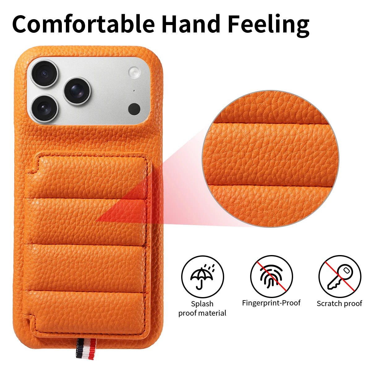 カード収納付き iPhoneケース｜キルティング レザー風デザイン・ロングストラップ付き #240528