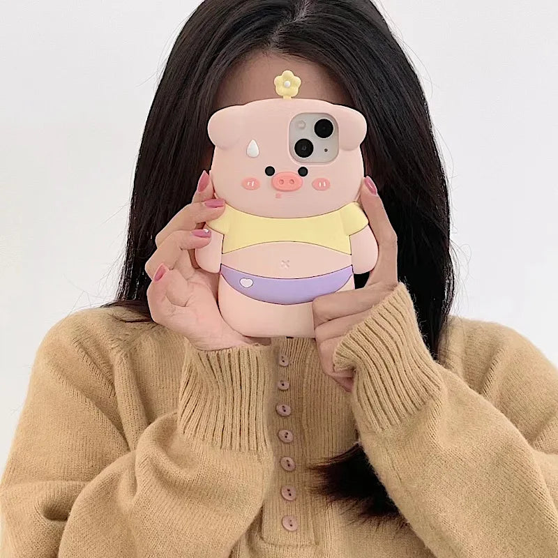 【アニマルシリーズ】立体ブタさんデザイン かわいい3Dスマホケース｜iPhone対応 #250920
