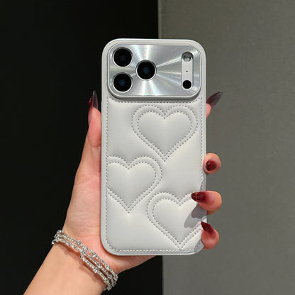 【キルティングハート】立体ハートステッチ×レザー調 スマホケース｜iPhone対応 #250101