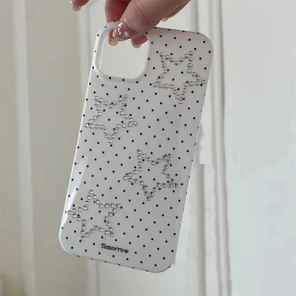 【スタードット】ラインストーンスター × ドットデザイン スマホケース｜iPhone対応 #250703