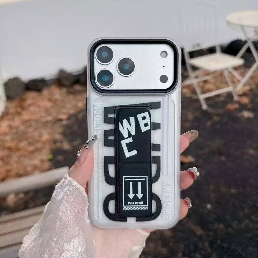 【折りたたみシリーズ】WBC カラーバー スマホケース｜耐衝撃クリア × 便利グリップ付き｜iPhone対応 #241122