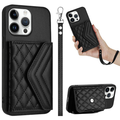 【キルティングシリーズ】カード収納付き ショルダー対応 レザー調スマホケース｜iPhone対応 #251108