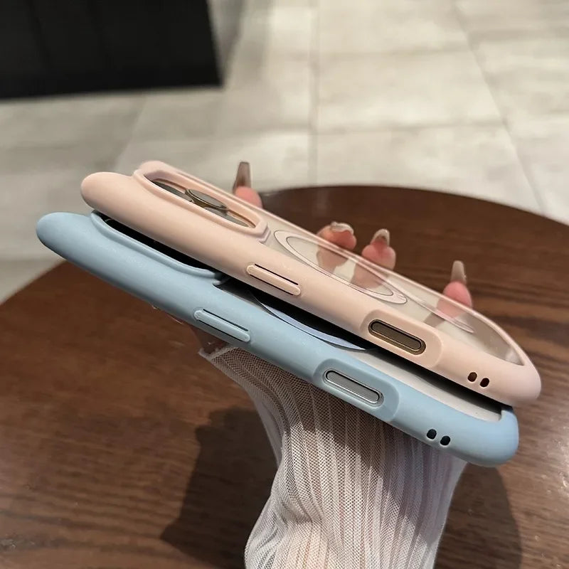 【猫耳シリーズ】Magnet内蔵 しっぽデザイン カラーフレーム iPhoneケース #240215