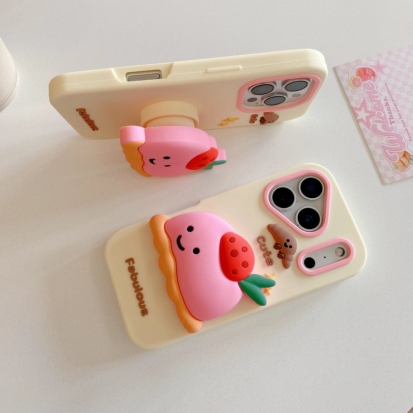 【ぷっくり3Dシリーズ】ドーナツ×プリン×プレッツェル 立体スイーツ ポップソケット スマホケース｜iPhone対応 #250212