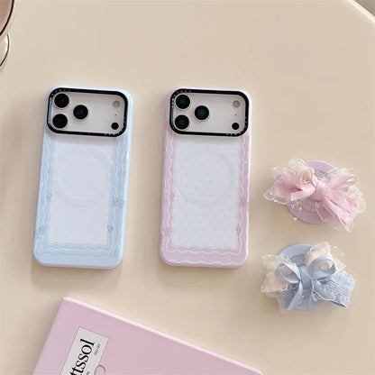 【Magnet内蔵】LACE RIBBON レース×ふわリボン スマホケース｜iPhone対応 #240928