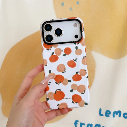 【みかん ポップソケット】フルーツ柄 ポップ オレンジ デザイン スマホケース｜iPhone対応 #250303
