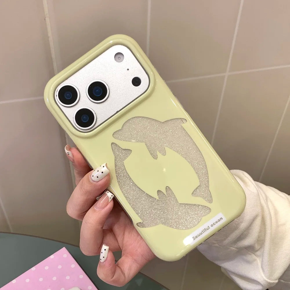 パステルカラー ドルフィン ラメ入り iPhoneケース｜淡色・大人かわいい　#260064