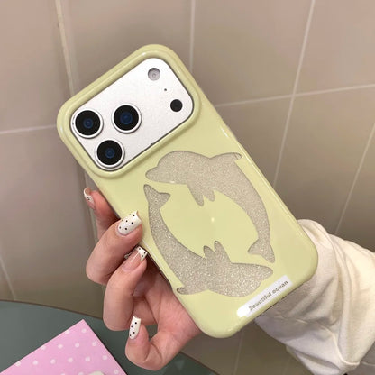 パステルカラー ドルフィン ラメ入り iPhoneケース｜淡色・大人かわいい　#260064